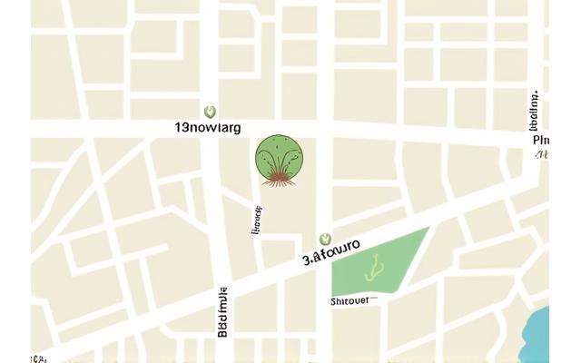 ボタニカ工房の所在地を示す架空の地図画像。芝浦エリアに植物のアイコンが配置されている。