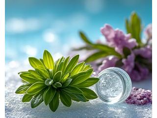 透き通るような青い水、あるいは研究室で展示された新鮮な海藻と海塩