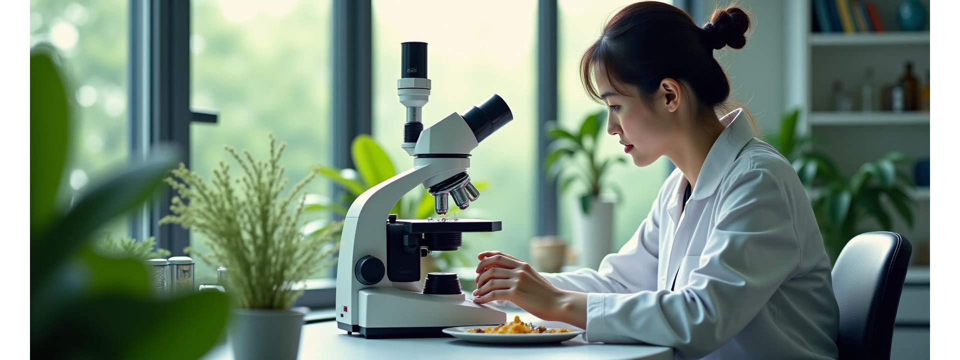 最先端の研究室で化粧品の研究開発を行う様子