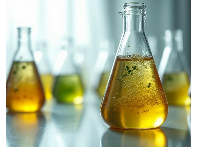 発酵過程を示す実験室のフラスコ