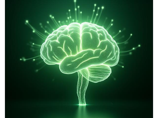 光る脳のシルエットと情報網が描かれ、創造と保護を象徴するイメージ